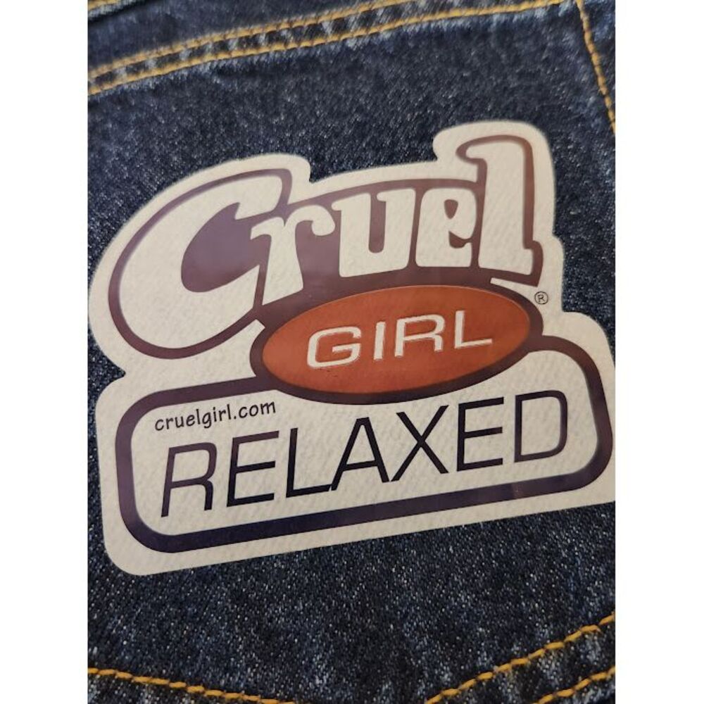 Cruel Girl Dark Blue Denim Jeans with Orange Stitching and Branded Patch